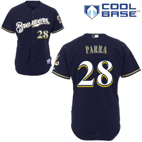 Gerardo Parra #28 Youth Baseball Jersey-Milwaukee Brewers Authentic Alternate Navy Cool Base MLB Jersey